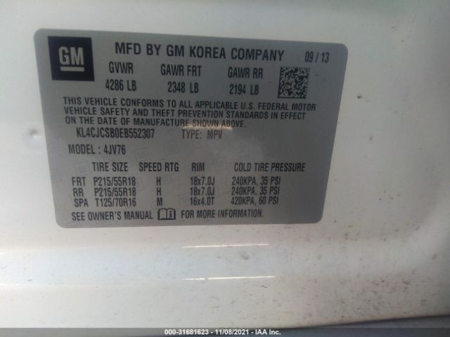 Photo 8 VIN: KL4CJCSB0EB552307 - BUICK ENCORE 