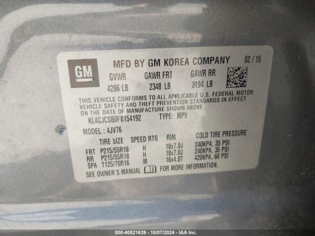 Photo 8 VIN: KL4CJCSB0FB154192 - BUICK ENCORE 