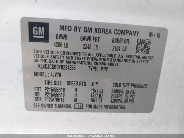 Photo 8 VIN: KL4CJCSB0FB224256 - BUICK ENCORE 