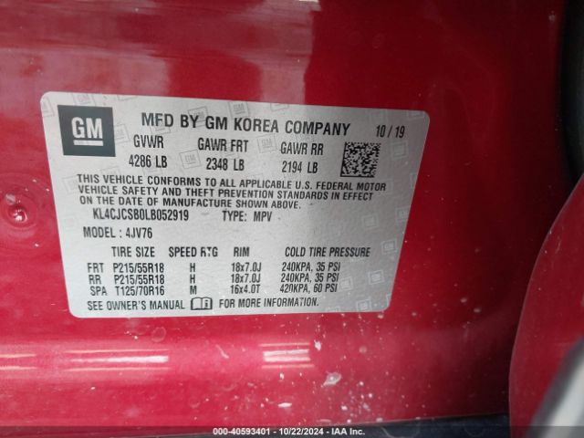 Photo 8 VIN: KL4CJCSB0LB052919 - BUICK ENCORE 