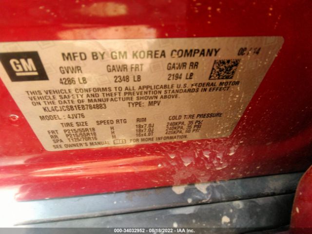 Photo 8 VIN: KL4CJCSB1EB784883 - BUICK ENCORE 