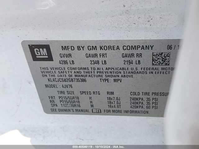 Photo 8 VIN: KL4CJCSB2GB735386 - BUICK ENCORE 