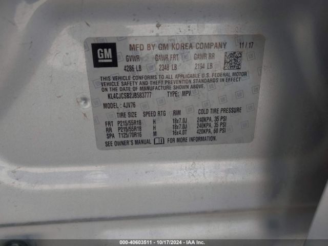 Photo 8 VIN: KL4CJCSB2JB583777 - BUICK ENCORE 