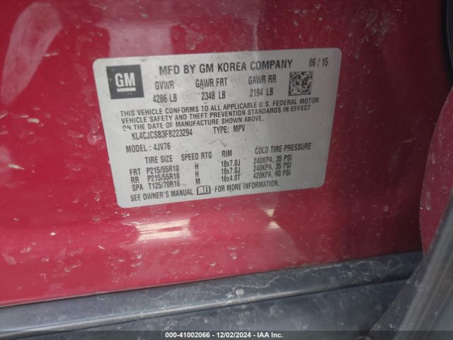 Photo 8 VIN: KL4CJCSB3FB223294 - BUICK ENCORE 