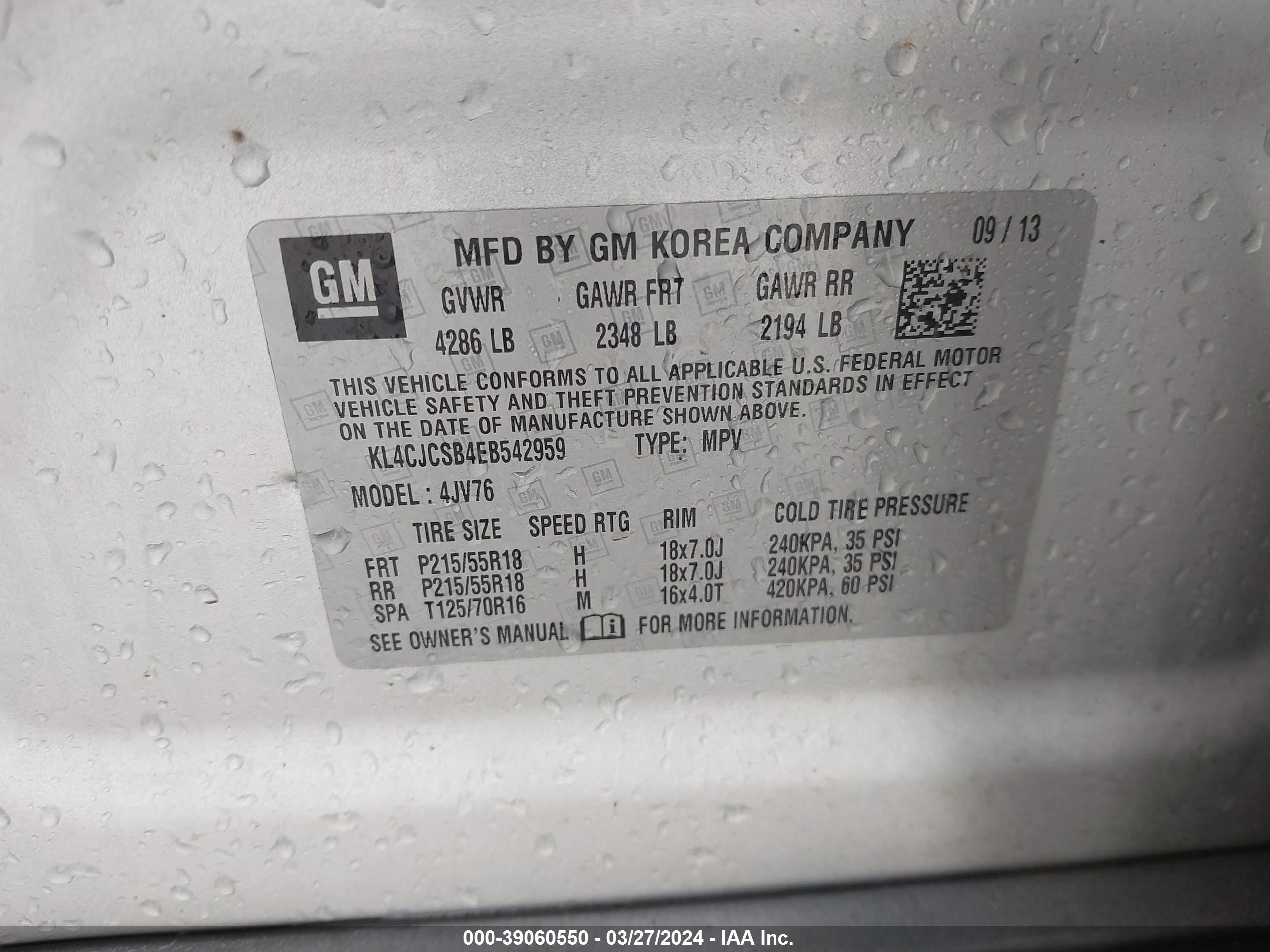 Photo 8 VIN: KL4CJCSB4EB542959 - BUICK ENCORE 