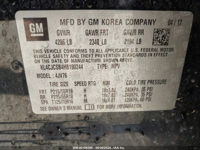 Photo 8 VIN: KL4CJCSB4HB190244 - BUICK ENCORE 