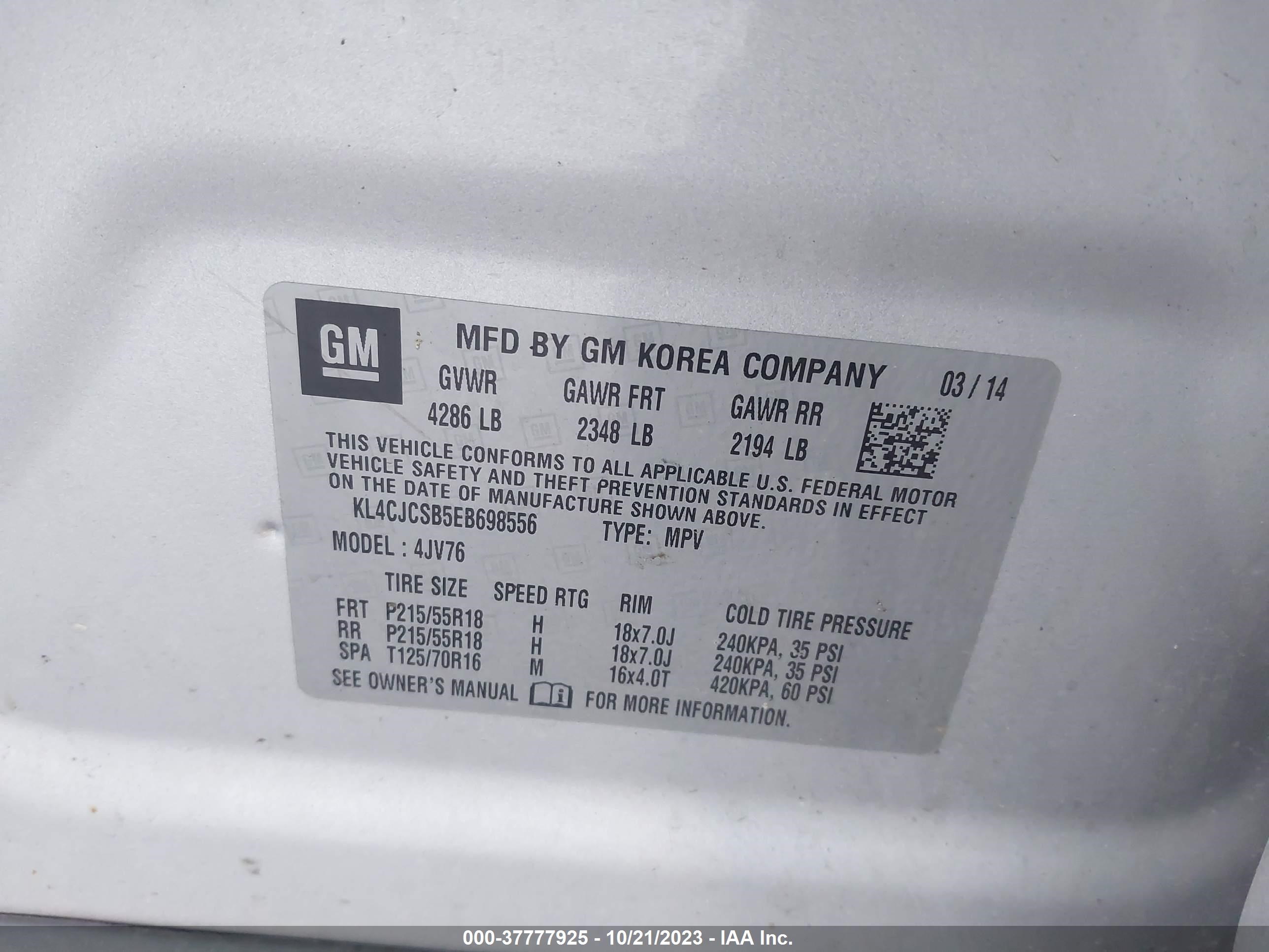 Photo 8 VIN: KL4CJCSB5EB698556 - BUICK ENCORE 