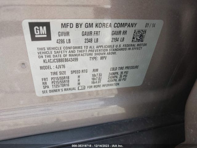 Photo 8 VIN: KL4CJCSB8EB643499 - BUICK ENCORE 