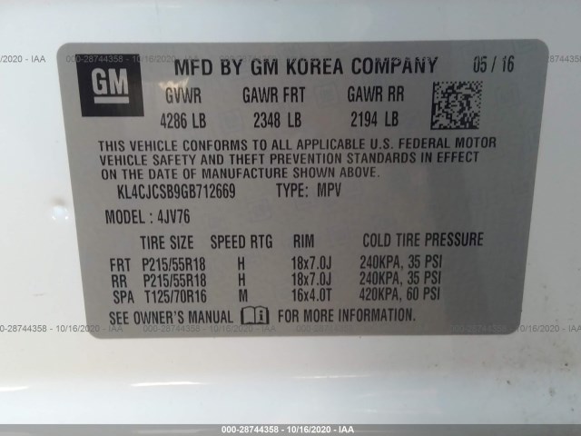 Photo 8 VIN: KL4CJCSB9GB712669 - BUICK ENCORE 