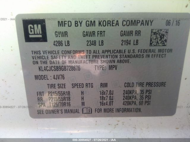 Photo 8 VIN: KL4CJCSB9GB728676 - BUICK ENCORE 