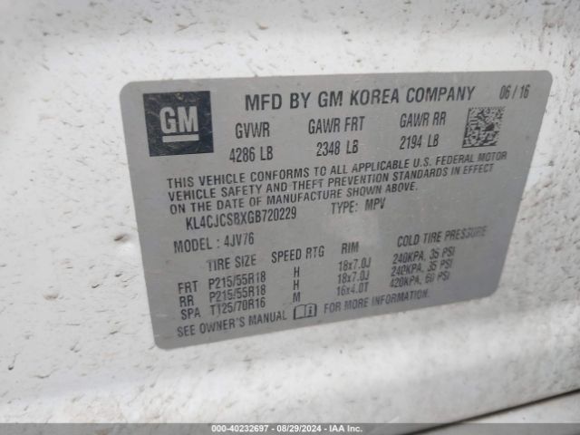 Photo 8 VIN: KL4CJCSBXGB720229 - BUICK ENCORE 