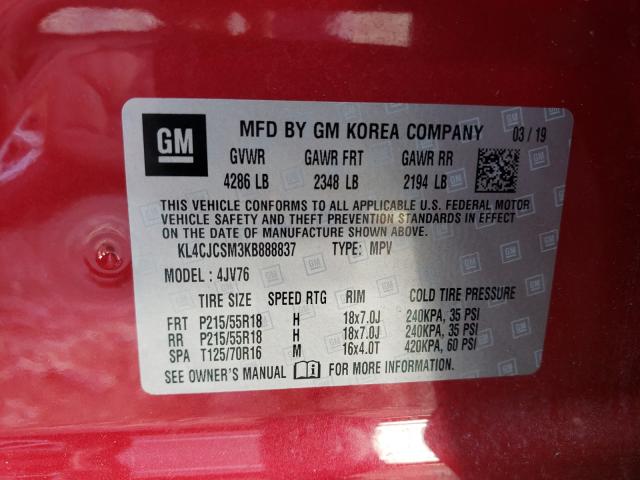 Photo 9 VIN: KL4CJCSM3KB888837 - BUICK ENCORE ESS 