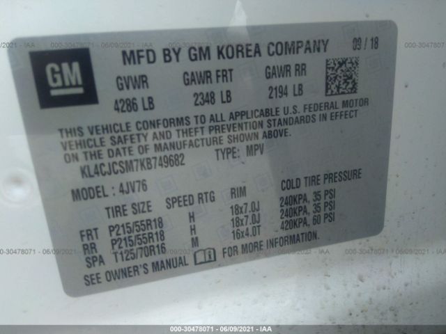 Photo 8 VIN: KL4CJCSM7KB749682 - BUICK ENCORE 