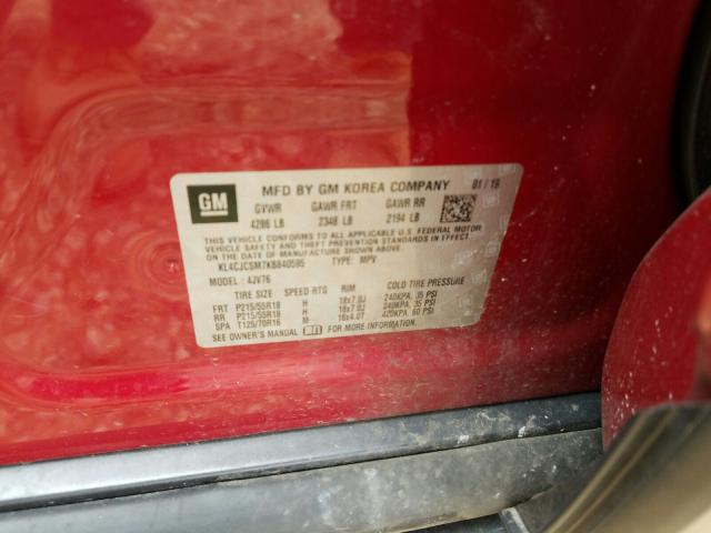 Photo 9 VIN: KL4CJCSM7KB840595 - BUICK ENCORE ESS 