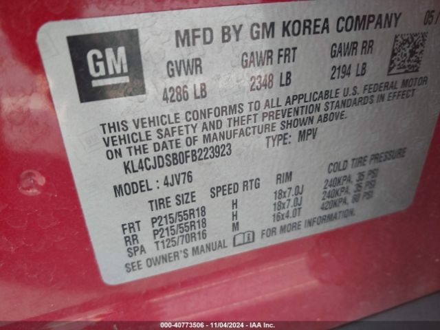 Photo 8 VIN: KL4CJDSB0FB223923 - BUICK ENCORE 