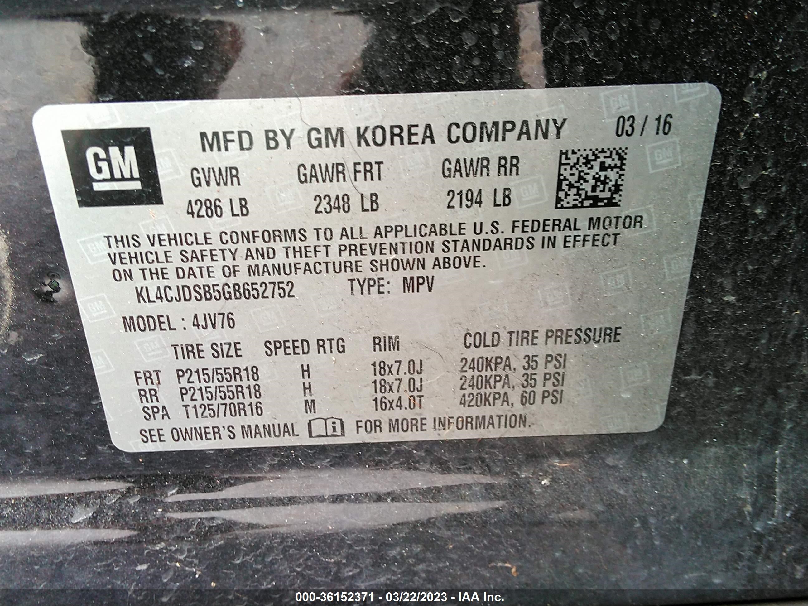 Photo 8 VIN: KL4CJDSB5GB652752 - BUICK ENCORE 