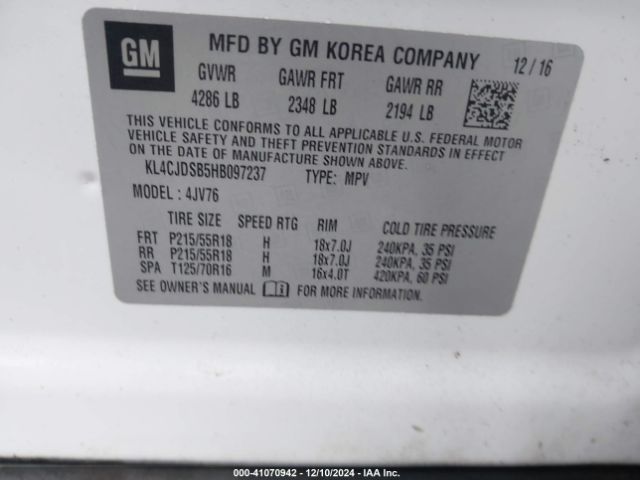 Photo 8 VIN: KL4CJDSB5HB097237 - BUICK ENCORE 