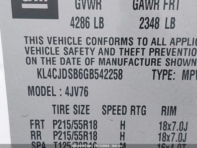 Photo 8 VIN: KL4CJDSB6GB542258 - BUICK ENCORE 