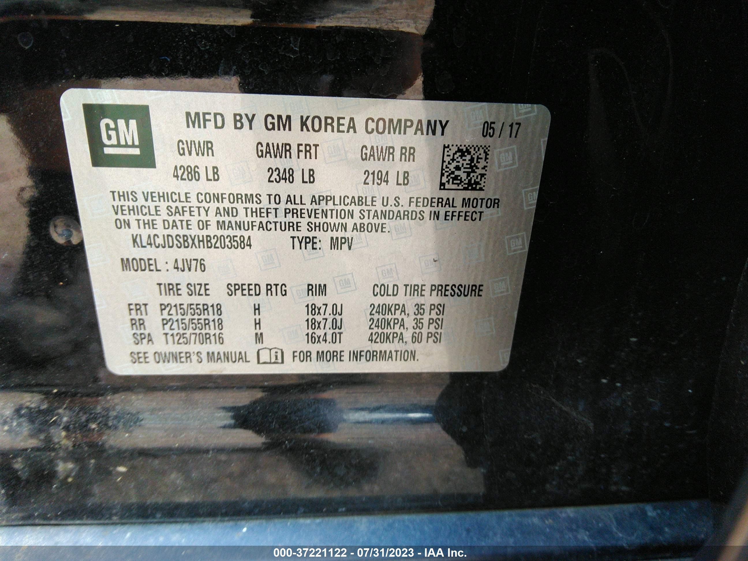 Photo 8 VIN: KL4CJDSBXHB203584 - BUICK ENCORE 
