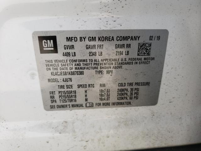 Photo 9 VIN: KL4CJESB1KB870380 - BUICK ENCORE PRE 