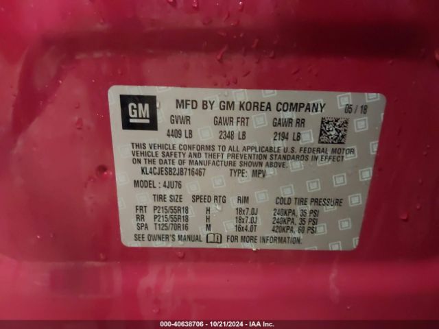 Photo 8 VIN: KL4CJESB2JB716467 - BUICK ENCORE 