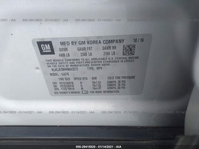 Photo 8 VIN: KL4CJESB4HB043272 - BUICK ENCORE 