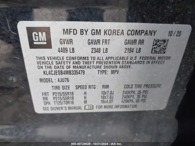 Photo 8 VIN: KL4CJESB4MB335479 - BUICK ENCORE 