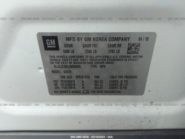 Photo 8 VIN: KL4CJESB5JB694805 - BUICK ENCORE 