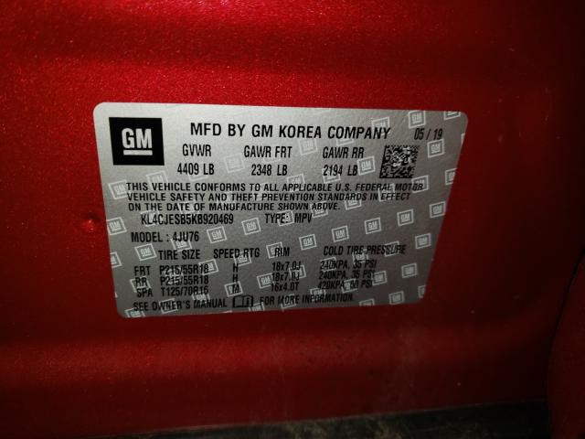 Photo 9 VIN: KL4CJESB5KB920469 - BUICK ENCORE PRE 