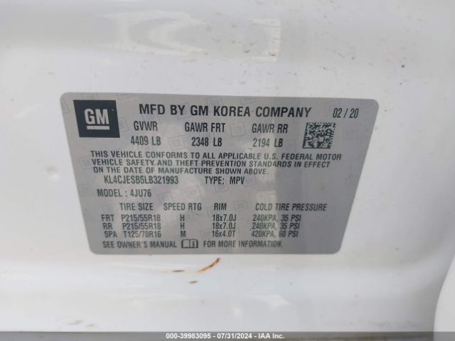 Photo 8 VIN: KL4CJESB5LB321993 - BUICK ENCORE 