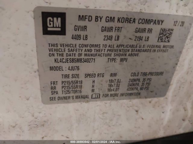 Photo 8 VIN: KL4CJESB5MB340271 - BUICK ENCORE 