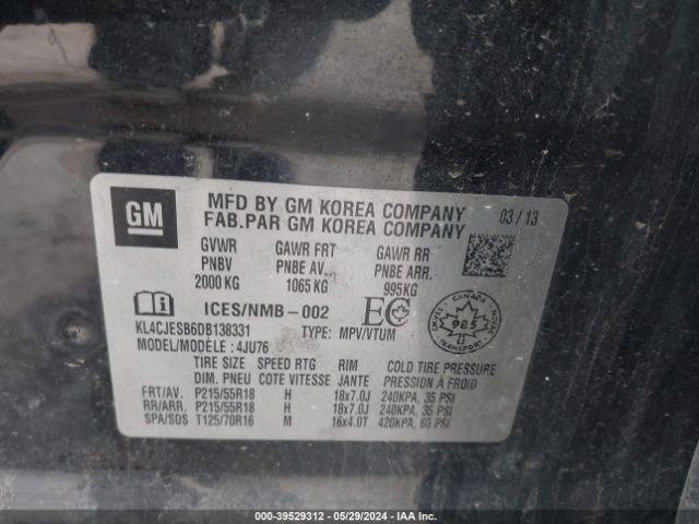 Photo 8 VIN: KL4CJESB6DB138331 - BUICK ENCORE 