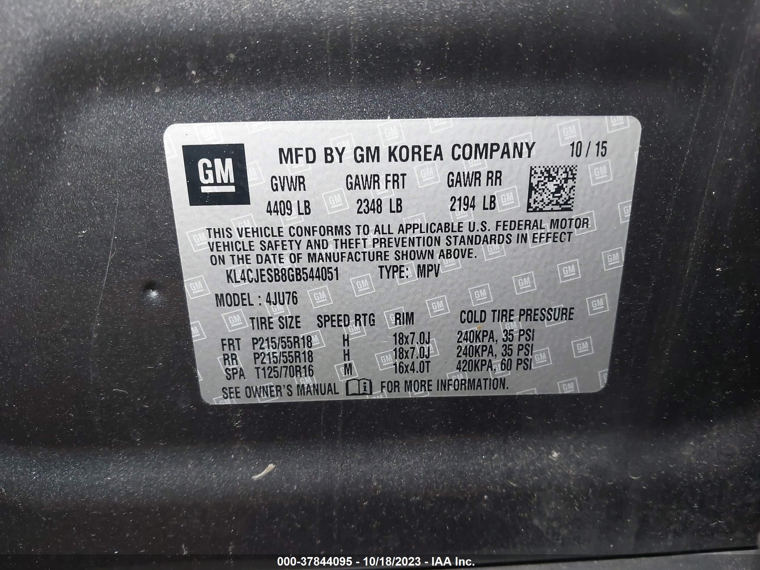 Photo 8 VIN: KL4CJESB8GB544051 - BUICK ENCORE 