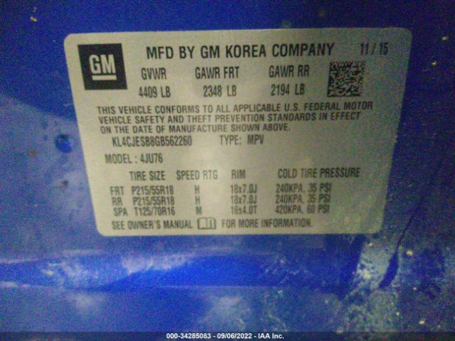 Photo 8 VIN: KL4CJESB8GB562260 - BUICK ENCORE 