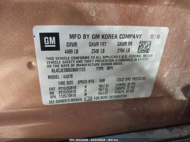 Photo 8 VIN: KL4CJESB8GB601123 - BUICK ENCORE 