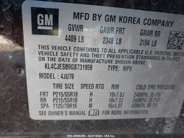 Photo 8 VIN: KL4CJESB9GB731959 - BUICK ENCORE 