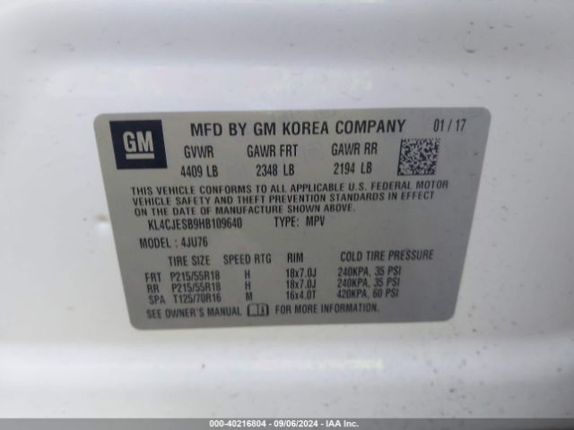 Photo 8 VIN: KL4CJESB9HB109640 - BUICK ENCORE 