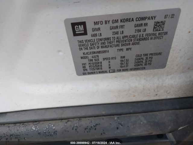 Photo 8 VIN: KL4CJESM4NB550914 - BUICK ENCORE 