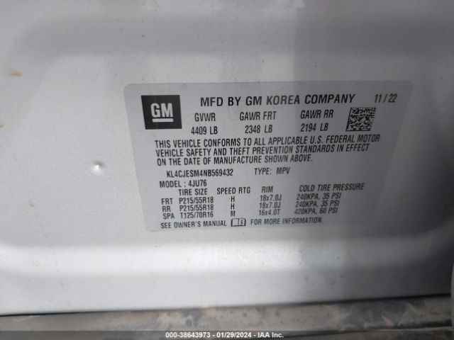 Photo 8 VIN: KL4CJESM4NB569432 - BUICK ENCORE 