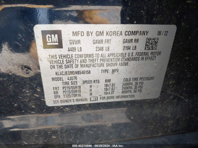 Photo 8 VIN: KL4CJESM5NB546158 - BUICK ENCORE 