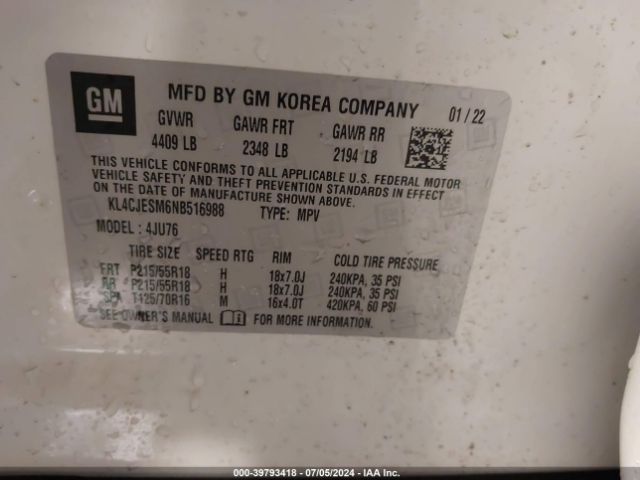 Photo 8 VIN: KL4CJESM6NB516988 - BUICK ENCORE 