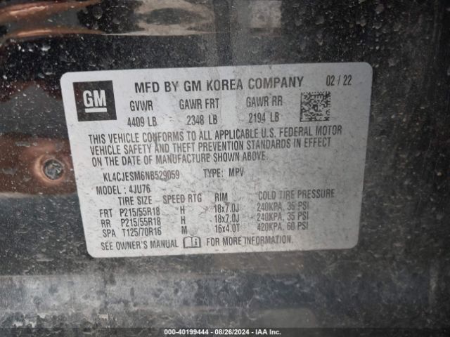 Photo 8 VIN: KL4CJESM6NB529059 - BUICK ENCORE 