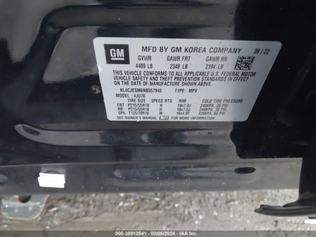 Photo 8 VIN: KL4CJESM6NB557945 - BUICK ENCORE 