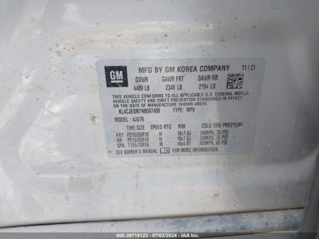 Photo 8 VIN: KL4CJESM7NB507409 - BUICK ENCORE 