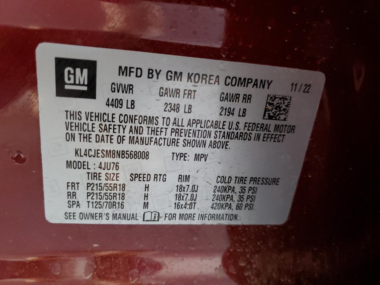 Photo 12 VIN: KL4CJESM8NB568008 - BUICK ENCORE 