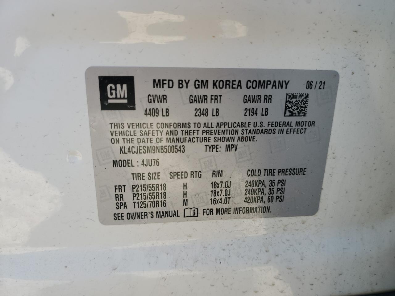 Photo 11 VIN: KL4CJESM9NB500543 - BUICK ENCORE 