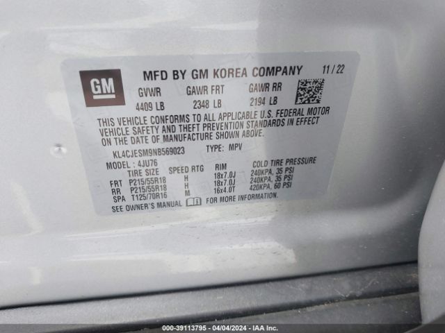 Photo 8 VIN: KL4CJESM9NB569023 - BUICK ENCORE 