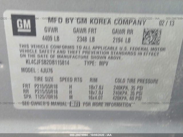 Photo 8 VIN: KL4CJFSB2DB115814 - BUICK ENCORE 