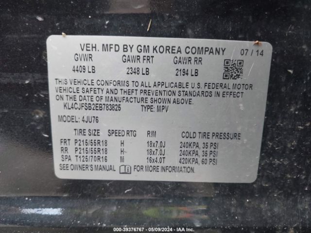 Photo 8 VIN: KL4CJFSB2EB783825 - BUICK ENCORE 