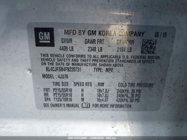 Photo 8 VIN: KL4CJFSB4FB220731 - BUICK ENCORE 